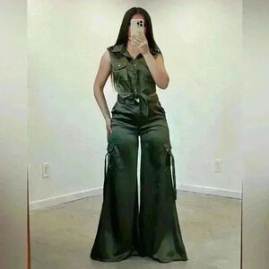 KAILER Sirene Satin Pant Set (Olive) NWT size S